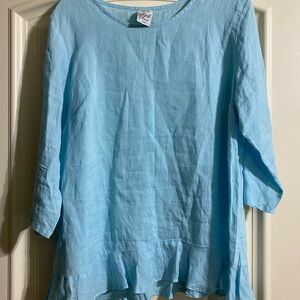 Match Point Linen Light Blue Women's Top
